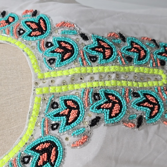 Boho-Chic Sheer Beaded  Top - Picture 3 of 7